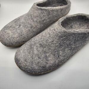 Glerups  Slip On Gray Wool Slipper With Leather Bottom  EU Size 43 FAST SHIP